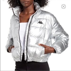 Kappa Women's Metallic Silver Puffer Jacket